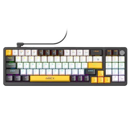 CLAVIER MECANIQUE GAMING IMICE GK-100 WHITE-BLACK-YELLOW RED_SWITCH RGB